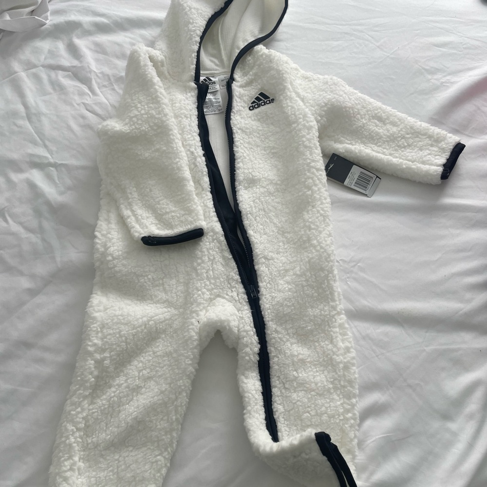 Adidas baby boy Sherpa coverall romper 24 months